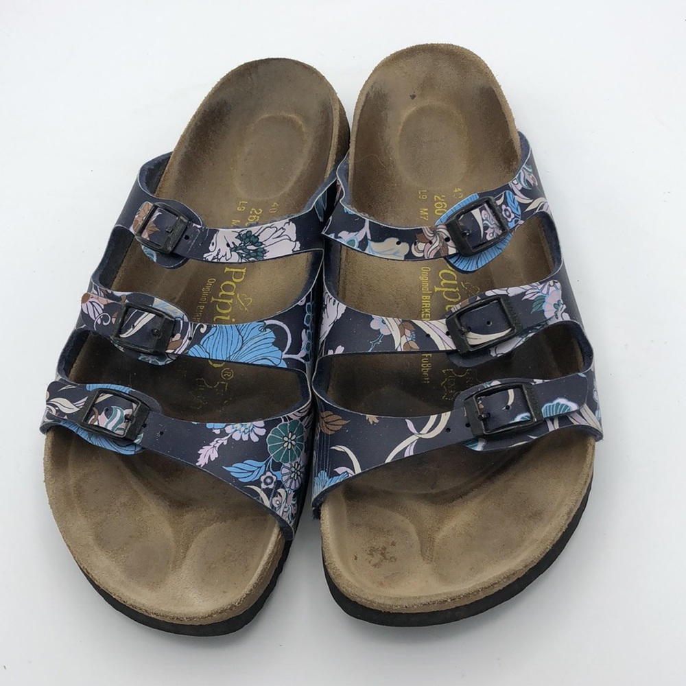 Papillio Birkenstock’s Sandals 3 Strap Floral Navy Women’s Size 9